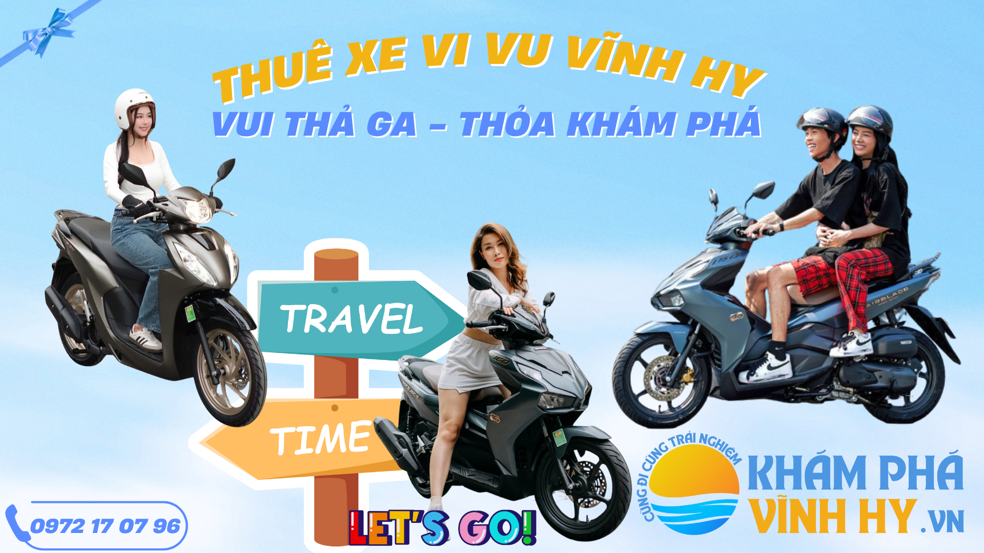 Xe máy là phương tiện được nhiều du khách lựa chọn để khám phá Vĩnh Hy