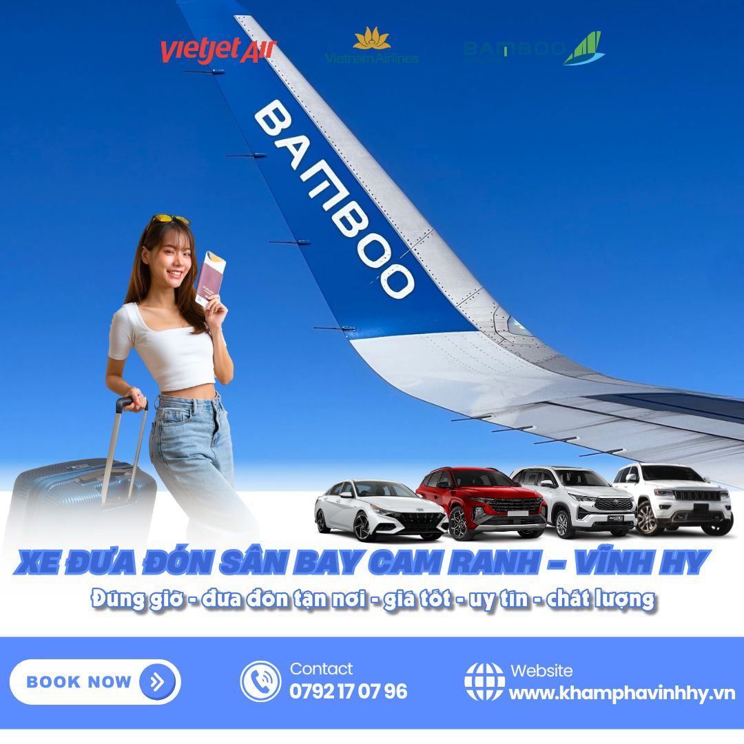 Thuê xe 7 Vĩnh Hy chỗ đưa đón sân bay Cam Ranh phù hợp cho nhóm 4-6 khách