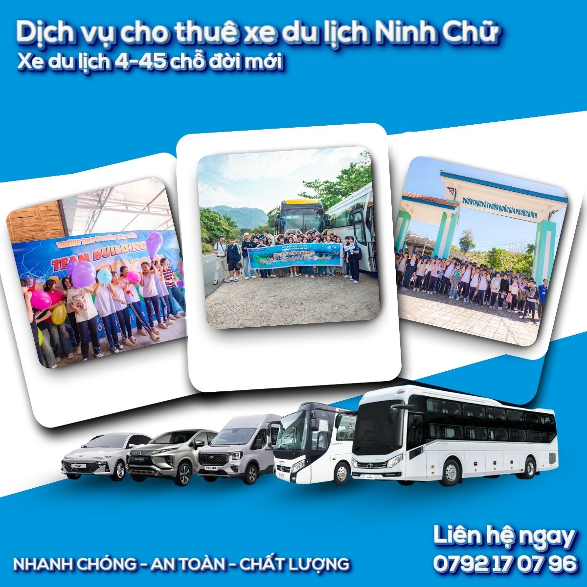 Đặt thuê xe du lịch Ninh Chữ nhanh chóng qua Hotline: 0792 17 07 96 
